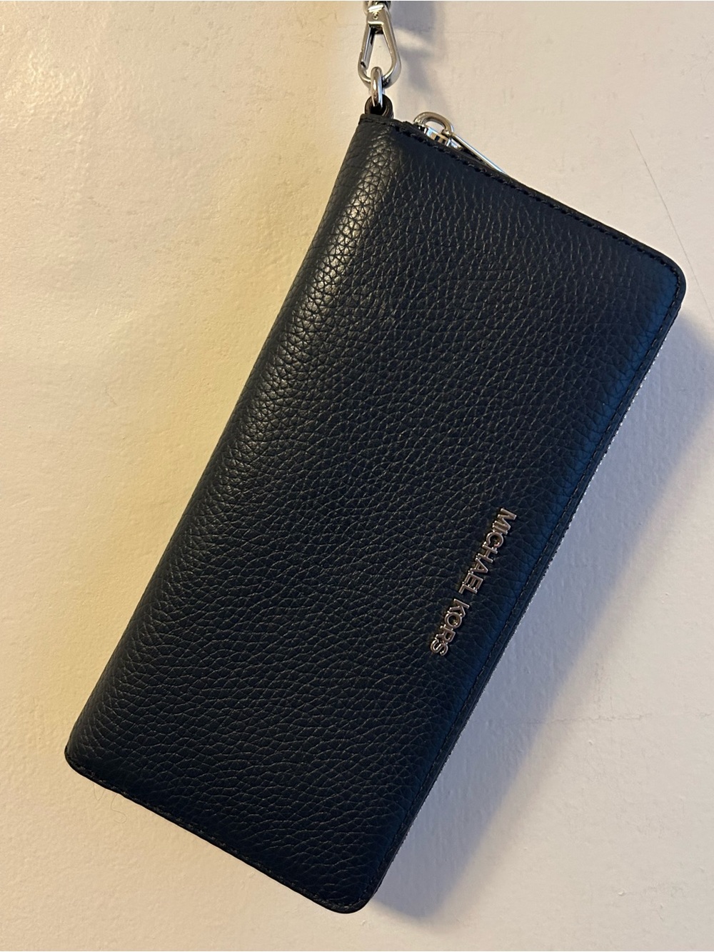 Michael Kors Navy Pebbled Leather Zip Wallet Wristlet